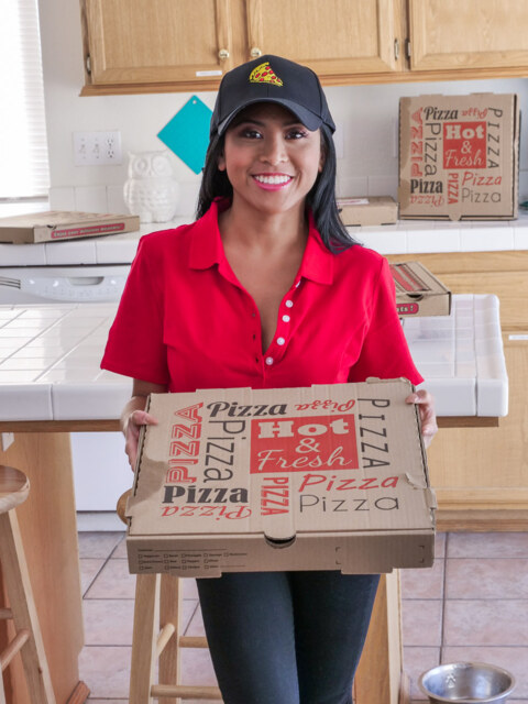 Pizza Delivery Girl Ember Snow Gets Double Teamed By Two Hungry Guys