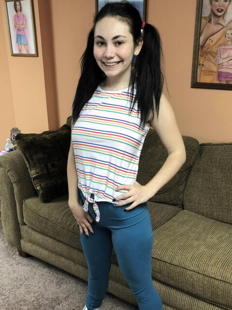 Lenna Lux On Her Knees Sucking Cock In Pigtails And Leggings