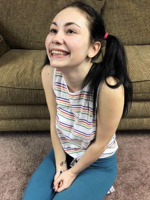 Lenna Lux On Her Knees Sucking Cock In Pigtails And Leggings 20
