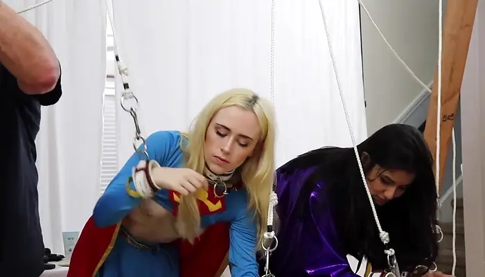 Candy White And Viva Athena Supergirl Cosplay Threesome