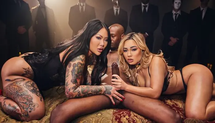 Kazumi And Connie Perignon Share One Cock In A Candlelit FFM Threesome